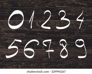 Hand drawn numbers.Grunge numbers.Vector illustration.