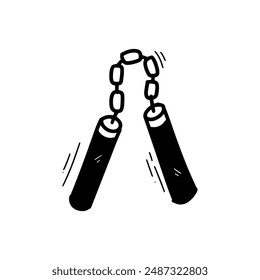 Hand Drawn Nunchaku Illustration. Doodle Vector. Isolated on White Background - EPS 10 Vector