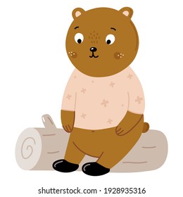 Cartel dibujado a mano en un vivero con un animal de oso. Ilustración del vector
