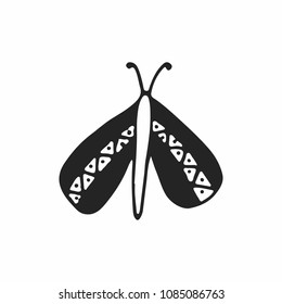 Hand drawn nursery poster with butterfly in scandinavian style. Color vector illustration.