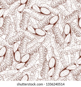 Hand drawn nuts. Peanut. Vector  seamless pattern