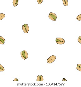 Hand drawn nuts.Pistachio. Vector  seamless pattern