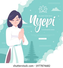 hand drawn nyepi day means bali's day of silence illustration background