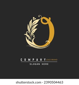 hand drawn O letters Logo, letter O logo design in leaf shape, letter O- floral decorative luxurious alphabet. Vector letter template design for brand, logo boutique, hotel, restaurant. business, O