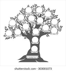 Hand drawn oak tree. Family tree.
Vintage style for retro design. Vector illustration.