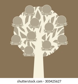 Hand drawn oak tree. Family tree.
Vintage style for retro design. 
Vector illustration. 