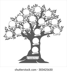 Hand drawn oak tree. Family tree.
Vintage style for retro design. 
Vector illustration. 