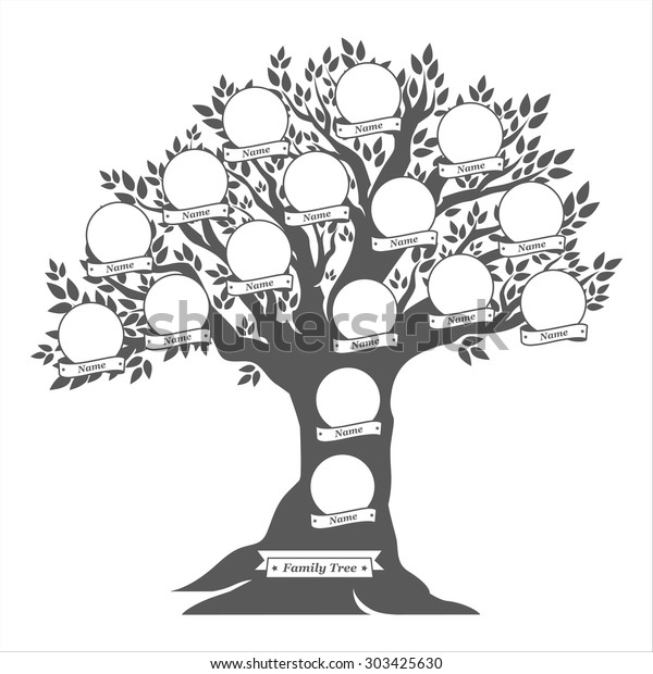 Hand Drawn Oak Tree Family Tree Stock Vector (Royalty Free) 303425630