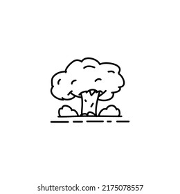 Icono de árbol de roble dibujado a mano, icono de doodle simple