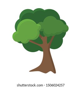 Hand drawn oak tree with lush green crown vector illustration