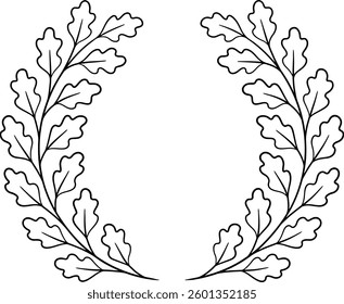 Hand drawn oak wreath frame