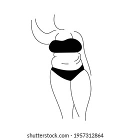 Hand drawn obesity woman posture isolated on white background