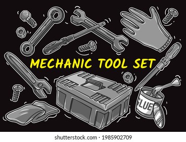 Hand drawn object icons collection in monochromatic style vector illustration