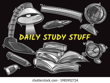 Hand drawn object icons collection in monochromatic style vector illustration