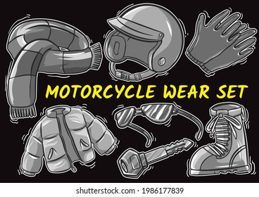 Colección de iconos de objetos dibujados a mano en ilustración vectorial de estilo monocromático