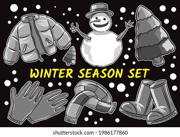 Hand drawn object icons collection in monochromatic style vector illustration