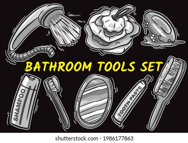 Hand drawn object icons collection in monochromatic style vector illustration