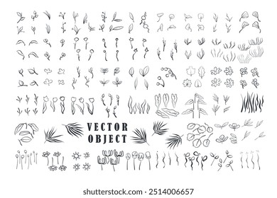 Esboço de objeto etc desenhado à mão. Novo design de estilo de objeto . Elementos de objeto de vetor. Ilustração vetorial.