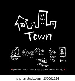 Hand drawn object sketch - vector illustration / Blackboard Version