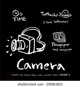 Hand drawn object sketch - vector illustration / Blackboard Version