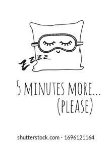 Hand drawn objects about Sleep Routines and text.Vector Cozy Illustration Sleeping Mask. Creative artwork. Set of doodle and quote