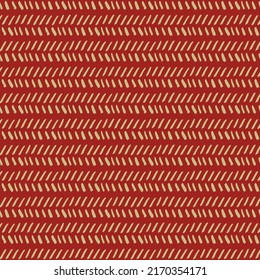 Hand drawn oblique strokes seamless pattern, red yellow repeating background. Simple basic complementary vector design. Abstract tile texture in savanna, Africa nature colors. For textile, fabric