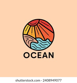 Hand Drawn Ocean Logo Symbol Design illustration vector Icon Emblem