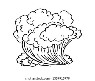 Hand Drawn ocean wave doodle. Sketch style icon. Isolated on white background. Flat design. Vector illustration.