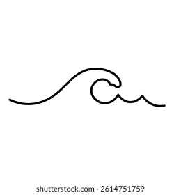 Hand Drawn Ocean Waves Illustration – Minimalist Sea Water Flow Design Perfect for Beach, Surf, Coastal Themes, Summer Vacation, Marine Artwork, and Relaxing Nature Concepts