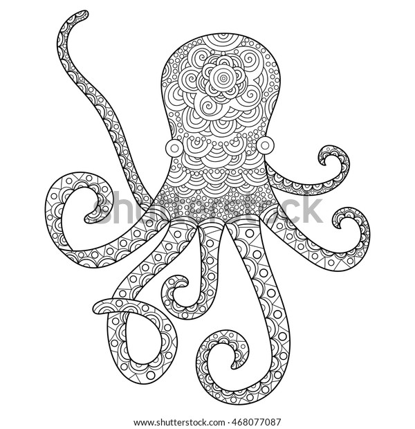 Printable Adult Coloring Pages - Hand Drawn Octopus Coloring Book 600w 468077087
