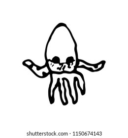 Hand Drawn octopus doodle. Sketch style icon. Decoration element. Isolated on white background. Flat design. Vector illustration.