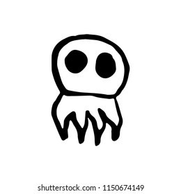Hand Drawn octopus doodle. Sketch style icon. Decoration element. Isolated on white background. Flat design. Vector illustration.