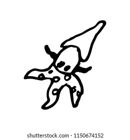 Hand Drawn octopus doodle. Sketch style icon. Decoration element. Isolated on white background. Flat design. Vector illustration.