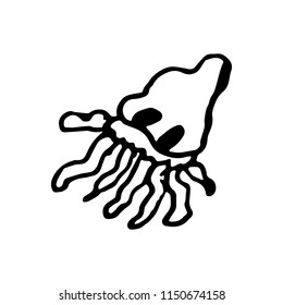 Hand Drawn octopus doodle. Sketch style icon. Decoration element. Isolated on white background. Flat design. Vector illustration.