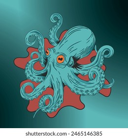 Hand drawn octopus drawing illustration Vector