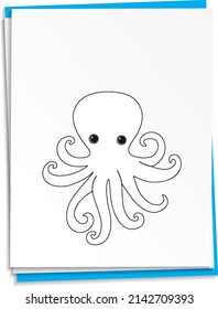 Hand drawn octopus on paper  illustration