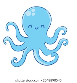 Hand Drawn Octopus Vector Kids Style Design on White Background 