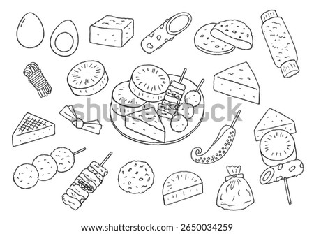 Hand drawn oden illustration set