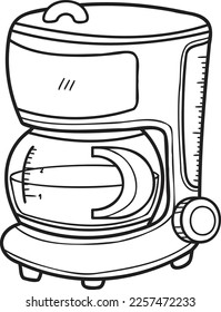 Hand Drawn office coffee machine illustration in doodle style isolated on background