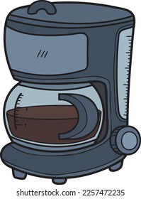 Ilustración de la máquina de café de oficina Hand Drawn en forma de doodle aislado en segundo plano