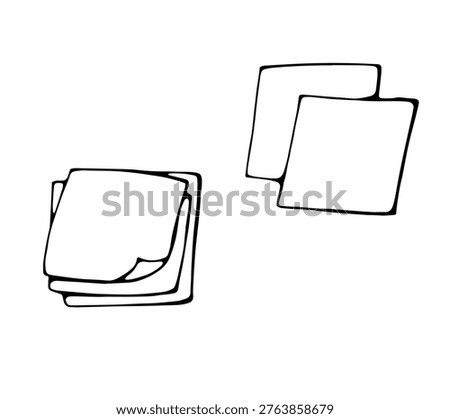 Hand drawn office documents icons including notebook calendar files folders and paper elements simple doodle vector illustration isolated on white background