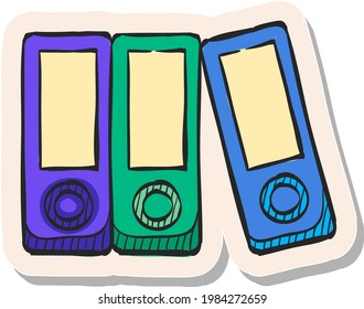 Icono de carpeta de Office dibujado con mano en ilustración vectorial de estilo de pegatina