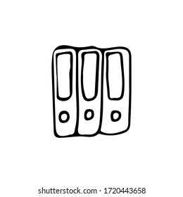 Hand drawn office folders vector illustration on white background. Doodle office folders vector illustration