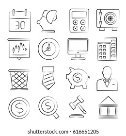 hand drawn office icons