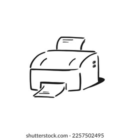 Hand drawn office printer, isolated on white background. Vector EPS 10