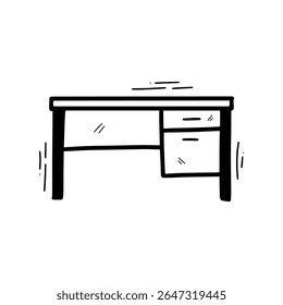 Hand Drawn Office Table Illustration. Doodle Vector. Isolated on White Background - EPS 10 Vector