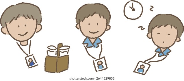 Hand drawn office worker's day illustration character
