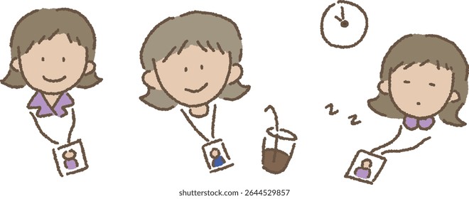 Hand drawn office worker's day illustration character