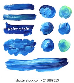 Hand drawn oil paint strokes. Vector background stains set.