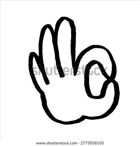 Hand drawn ok gesture a simple black outline of a hand forming the ok symbol against a white background perfect for conveying agreement or approval.